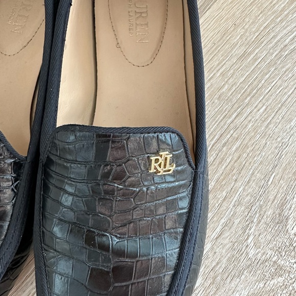Ralph Lauren Clare Logo Loafer Flats – Black Croc Embossed, size 8.5 B - Picture 2 of 11